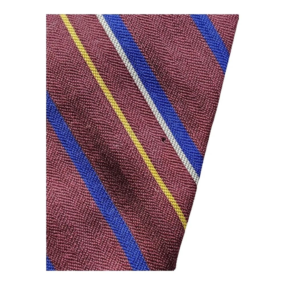 Polo Ralph Lauren Wool Silk Tie Burgundy Stripe Made USA Handcrafted Purple Tag